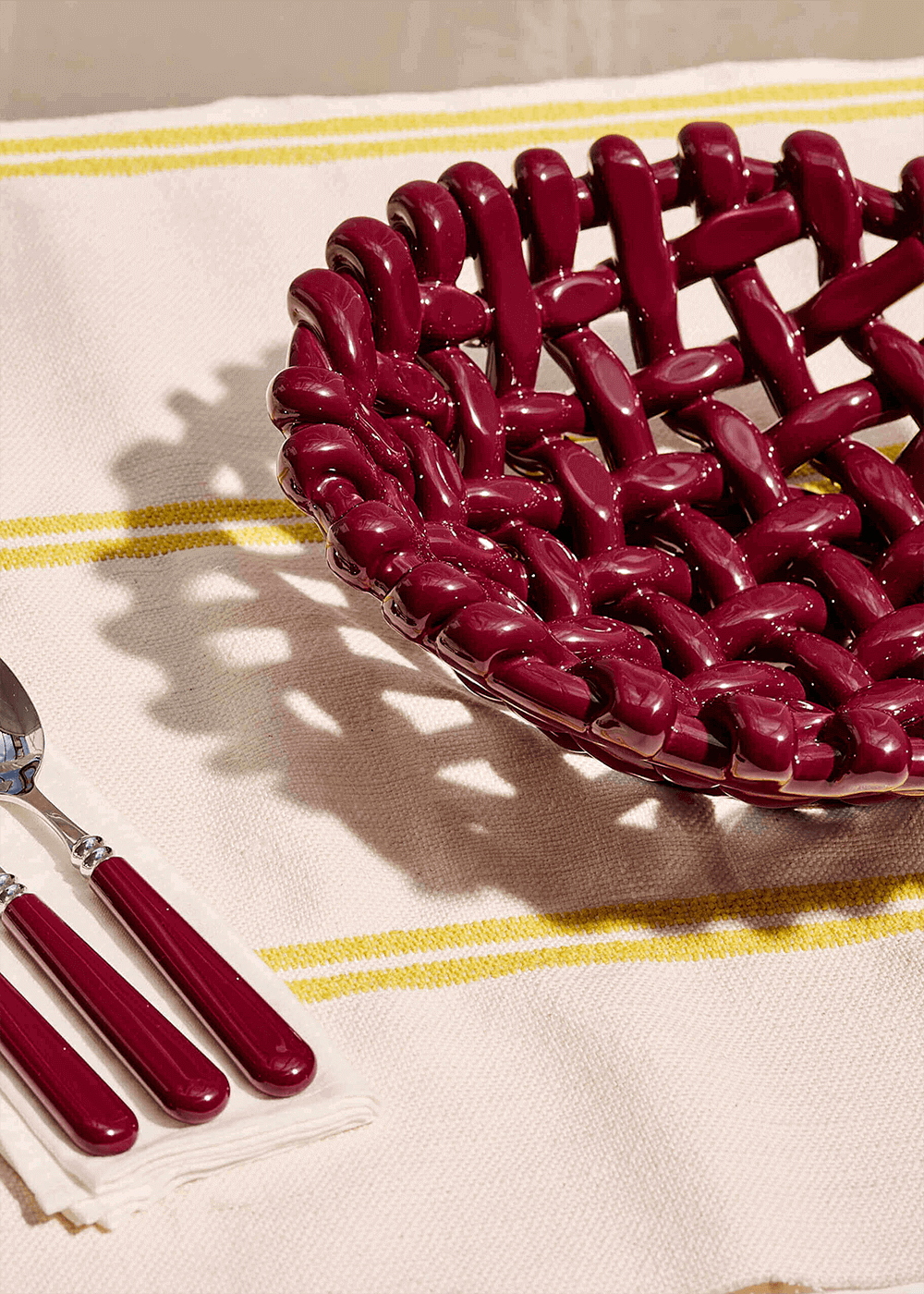 Burgundy Basketweave Bowl
