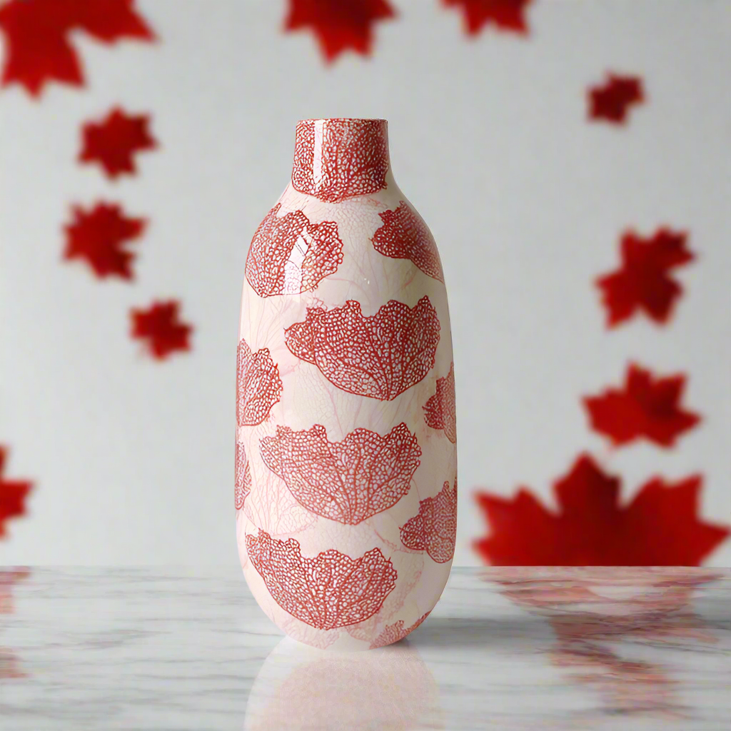 Minimalistic tall artistic "Sunset Foliage" vase