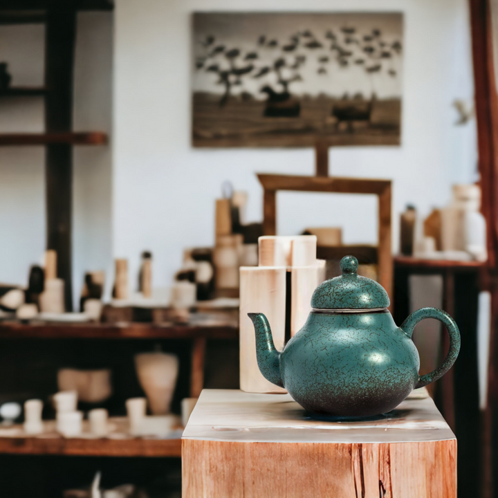 Small traditional handmade kiln-turned teapot - 10oz