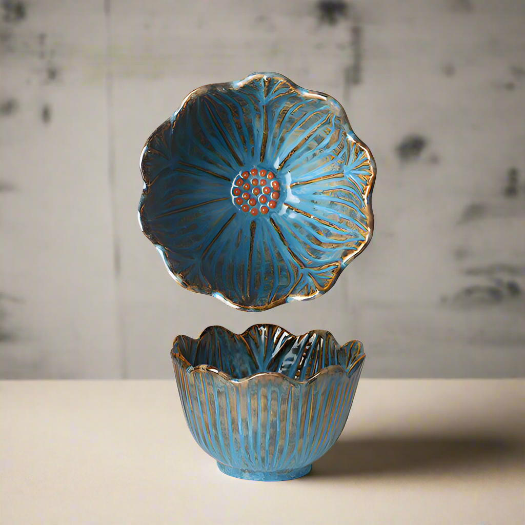 Small handmade artistic "Color Lotus" bowl
