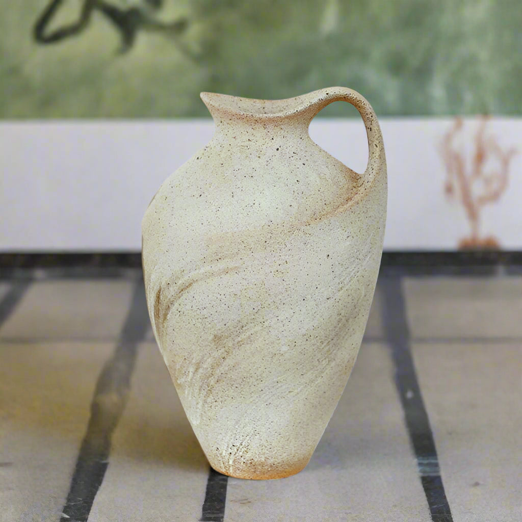 Tall handmade wabi-sabi style vase - beige