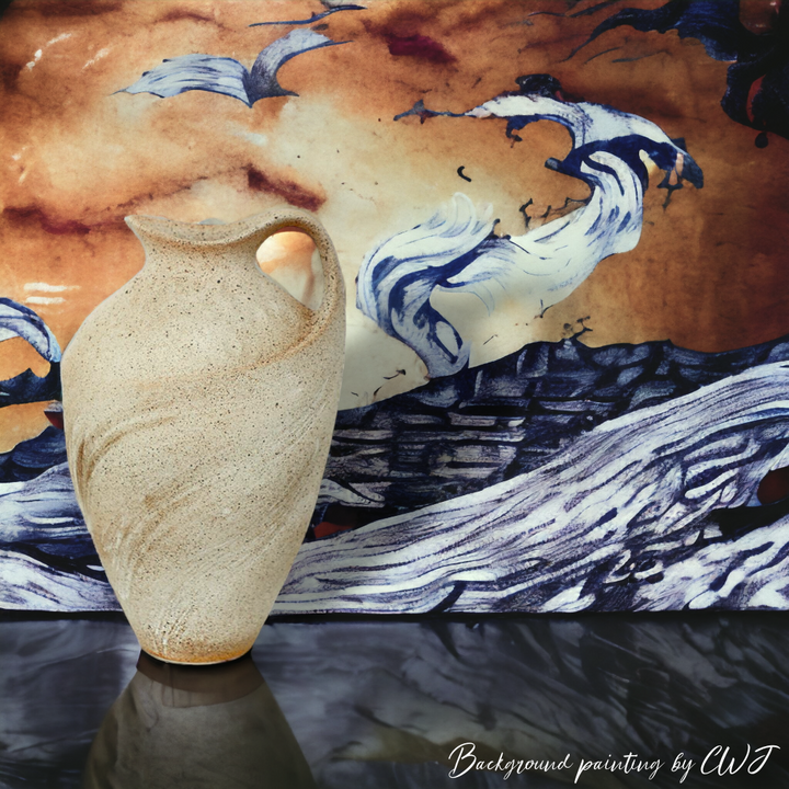 Tall handmade wabi-sabi style vase - beige