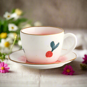 Hand-painted "Radish" teacup with plate - 6.8oz