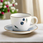 Hand-painted "Blueberry" teacup with plate - 6.8oz
