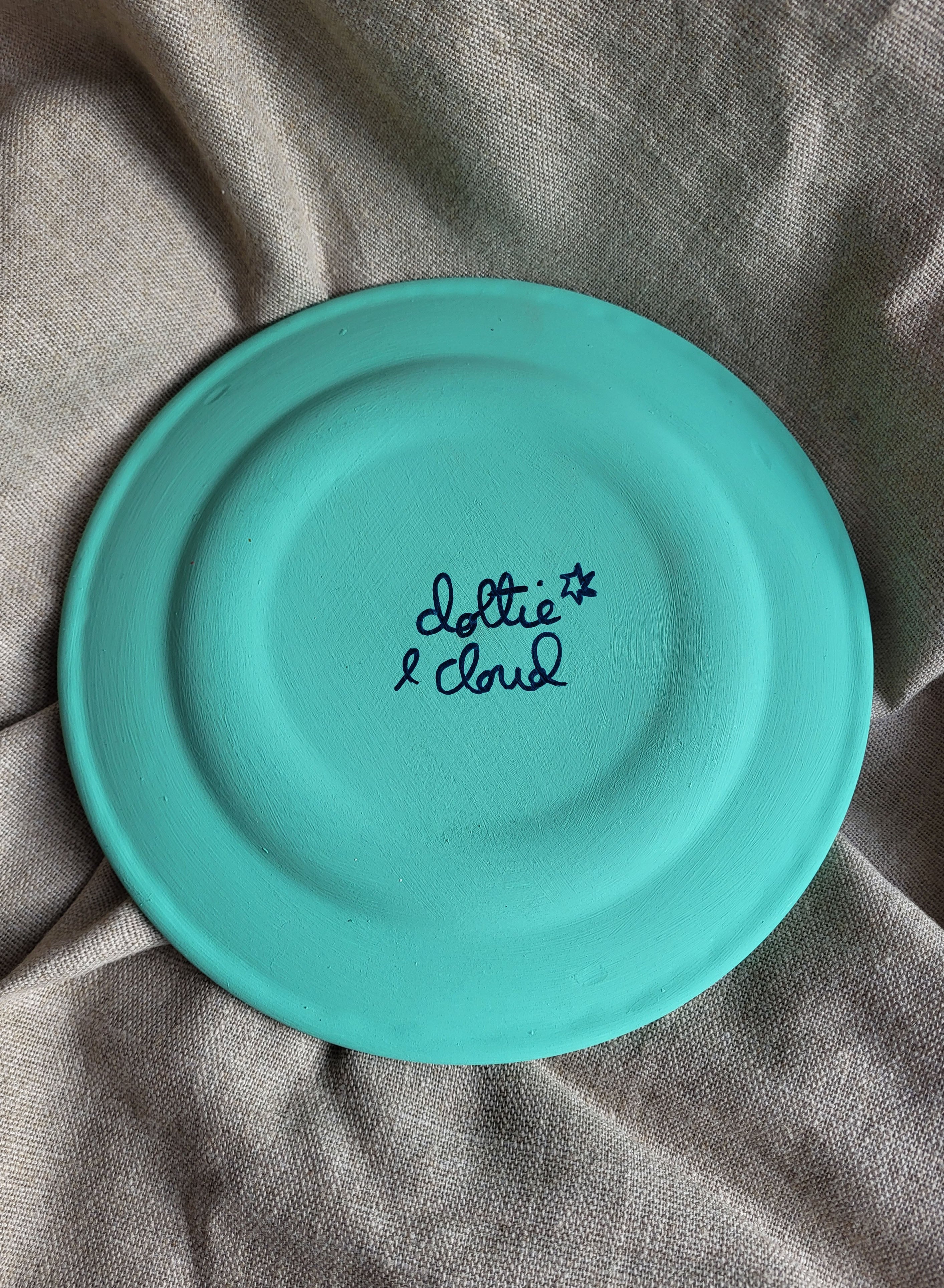 Mint Green Wall Plate with Pink Tiger Prawn