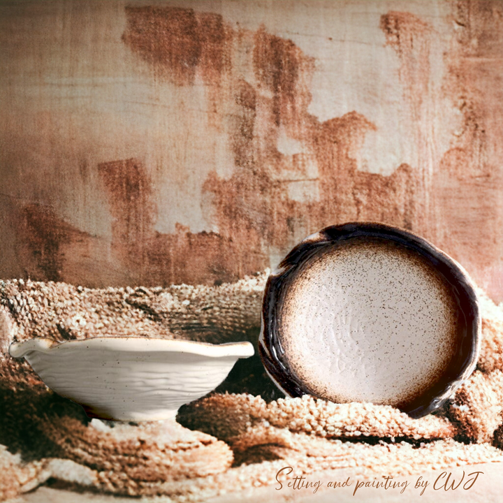 Handmade irregular "Sesame Gold" bowl