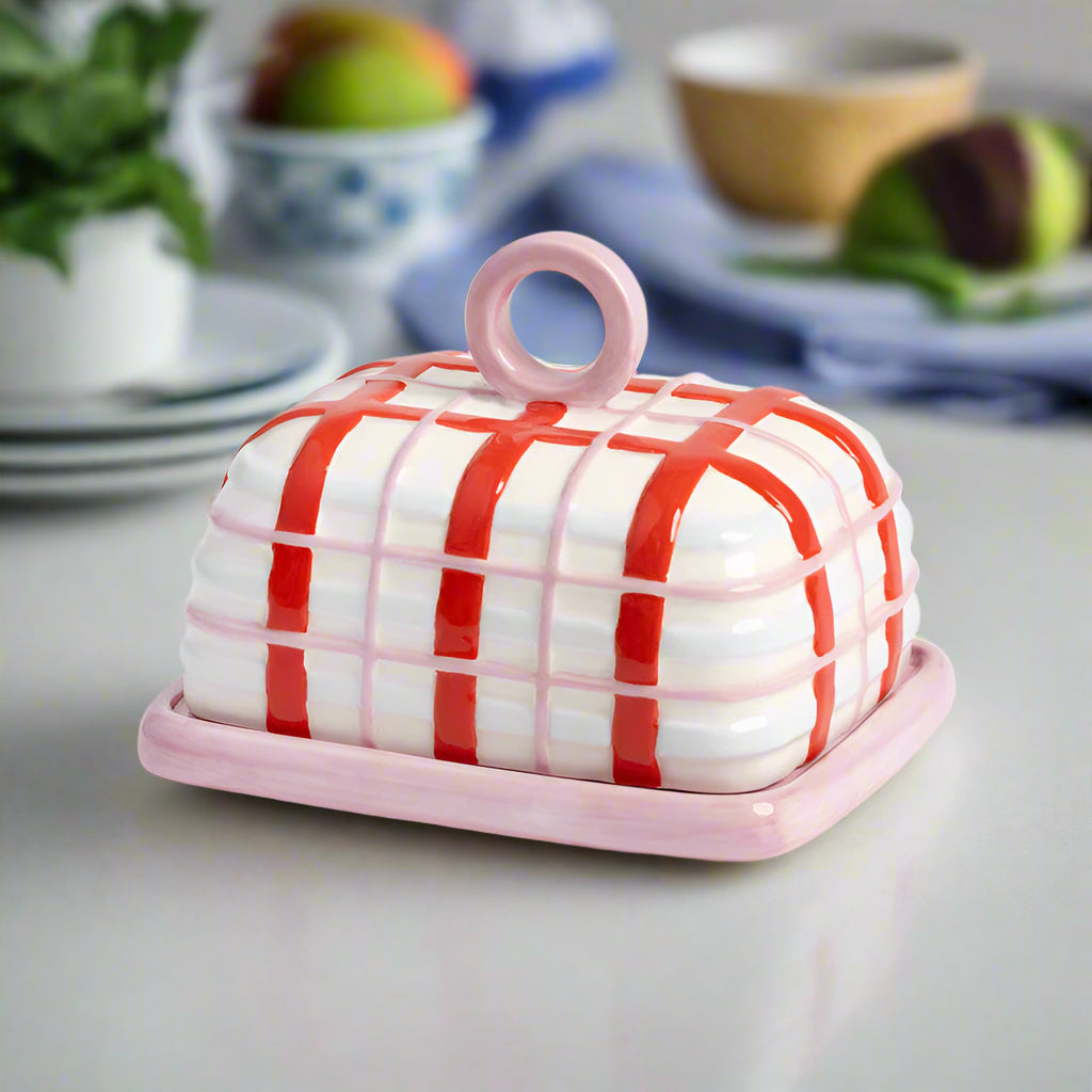 Plaid Butter Dish