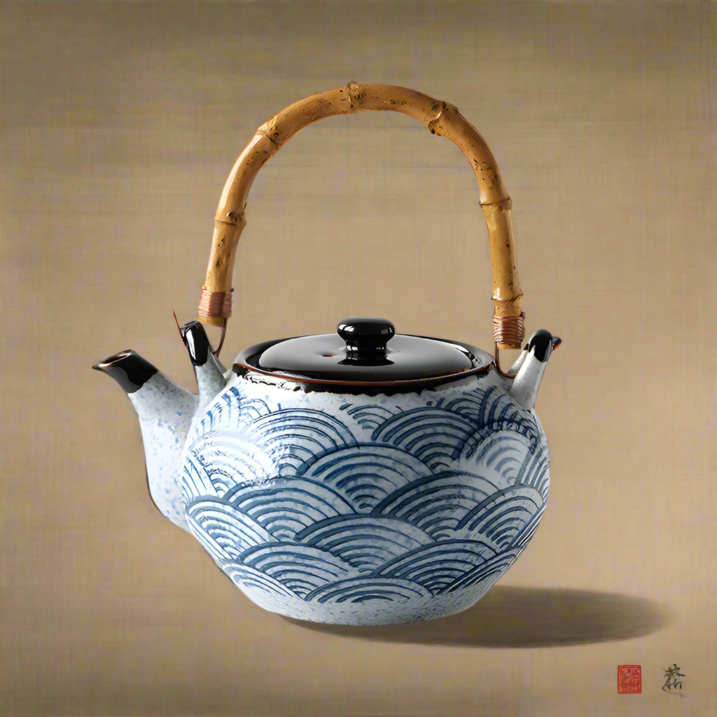 Japanese traditional "Ocean Waves - 海の波" teapot - 34oz