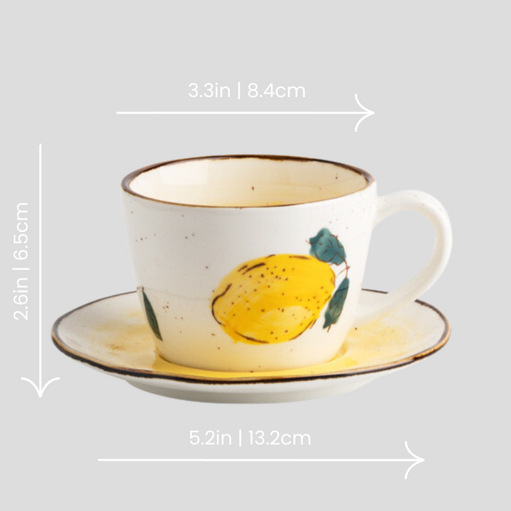 Hand-painted "Lemon" teacup with plate - 6.8oz