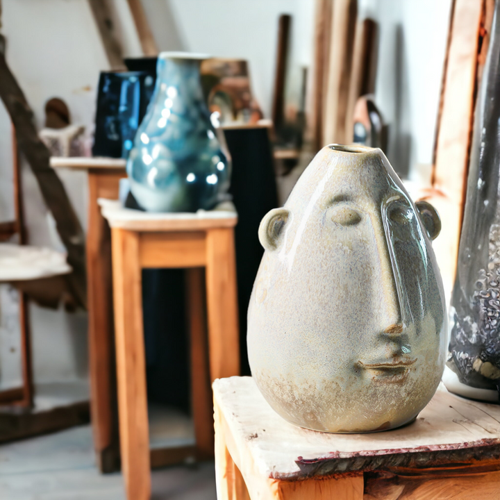 Handmade face-motive "Tranquil Visage" vase