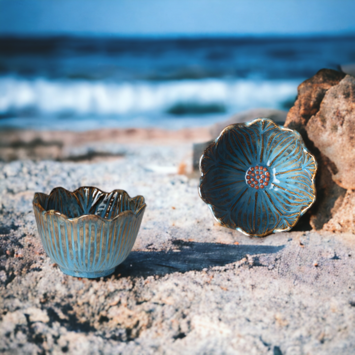 Small handmade artistic "Color Lotus" bowl