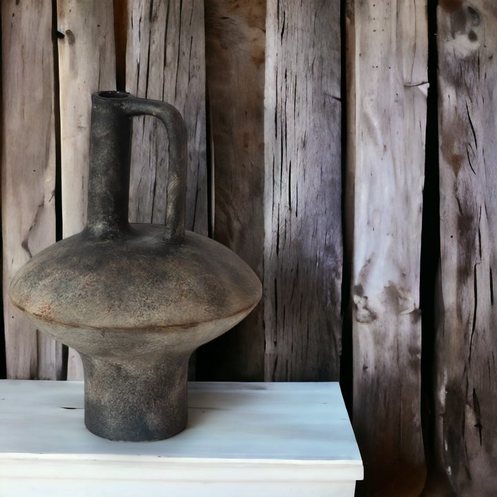 Large handmade modern and abstract vase - brown