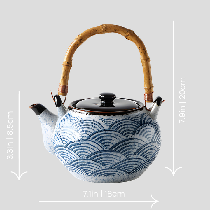 Japanese traditional "Ocean Waves - 海の波" teapot - 34oz