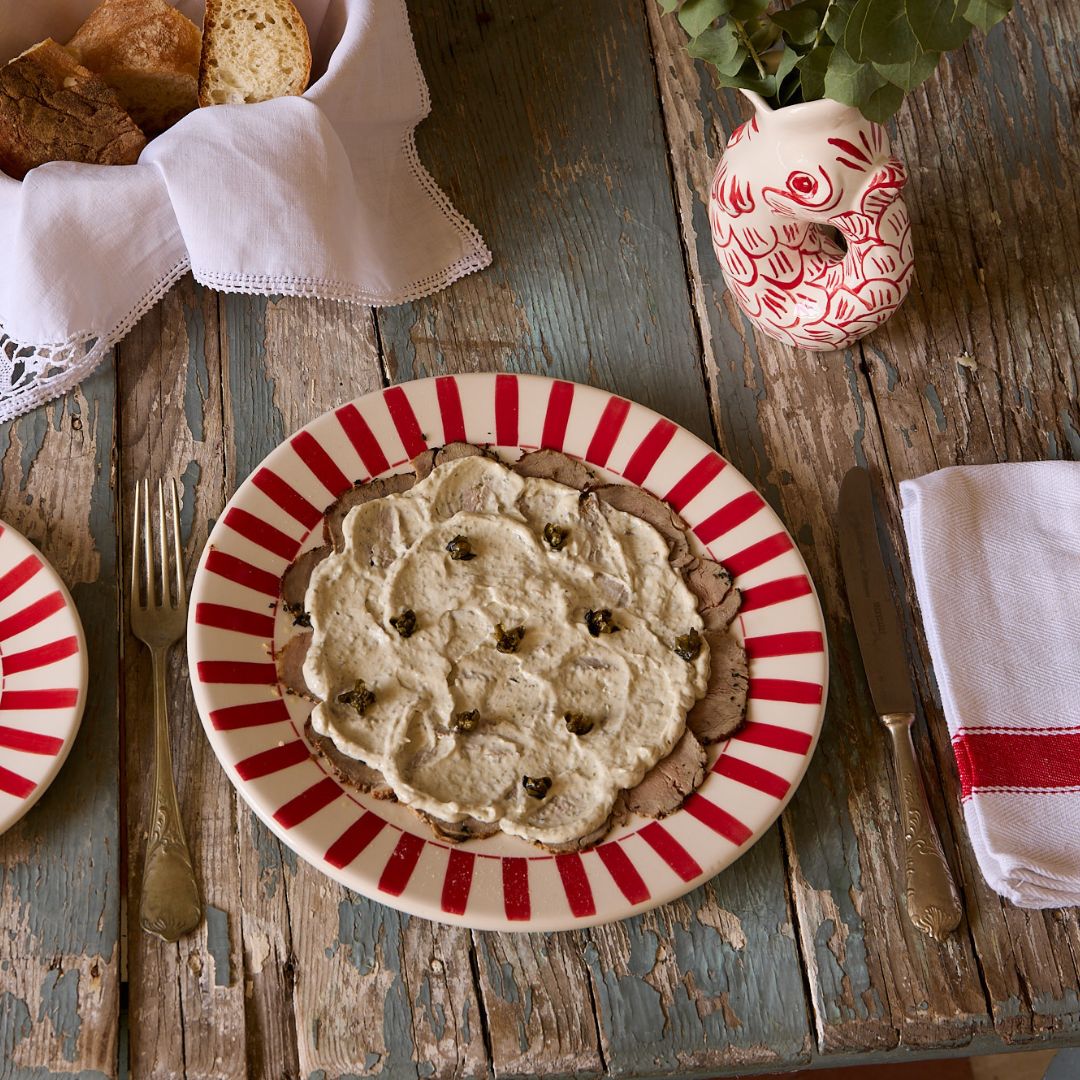 Red Stripes Dinner Plate