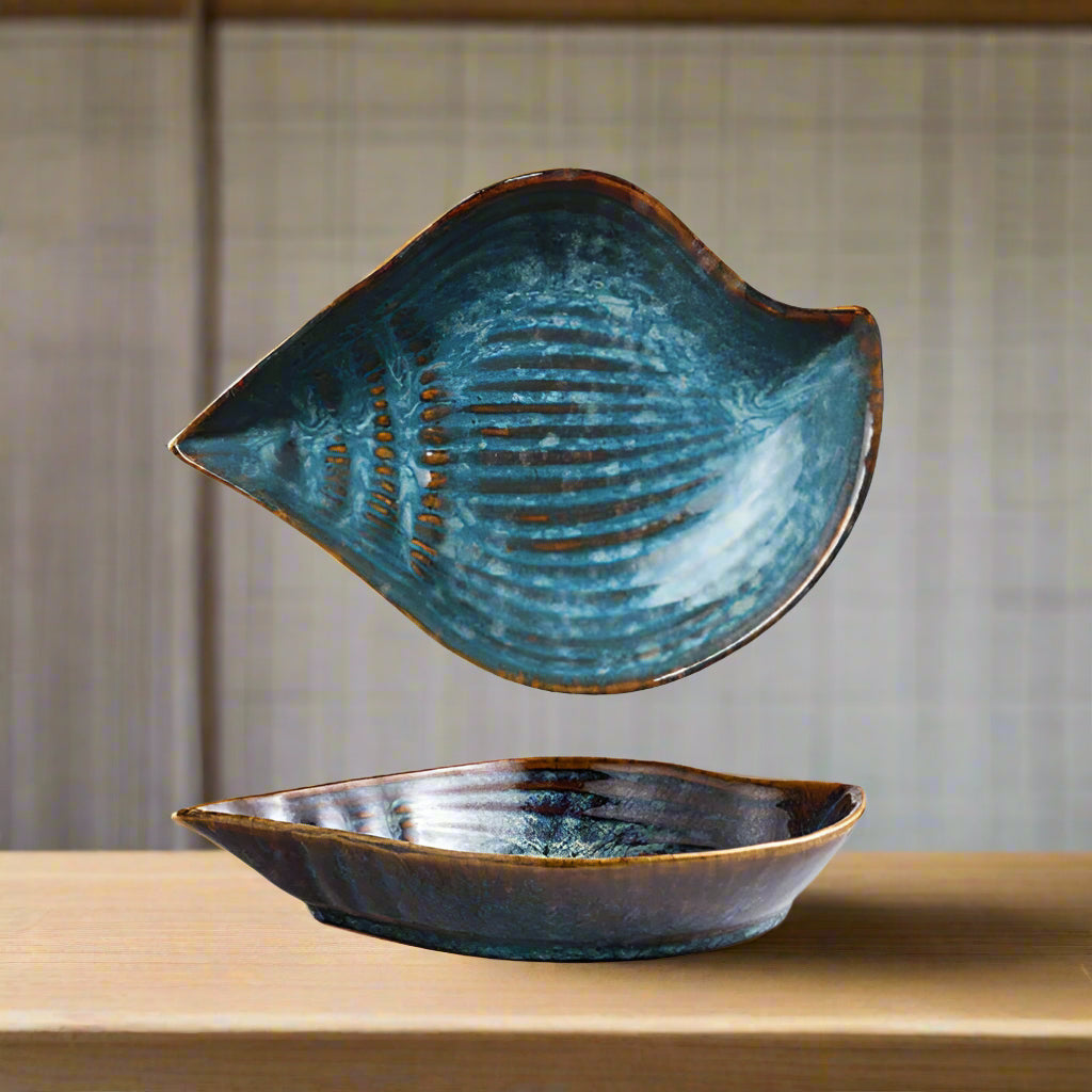 Handmade artistic "Navy Blue Conch" bowl