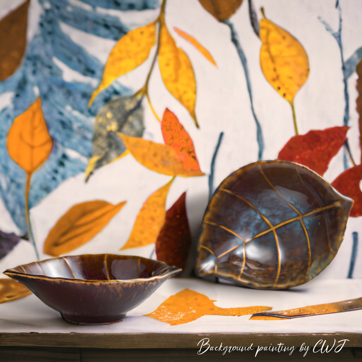 Handmade artistic "October Leaf" bowl