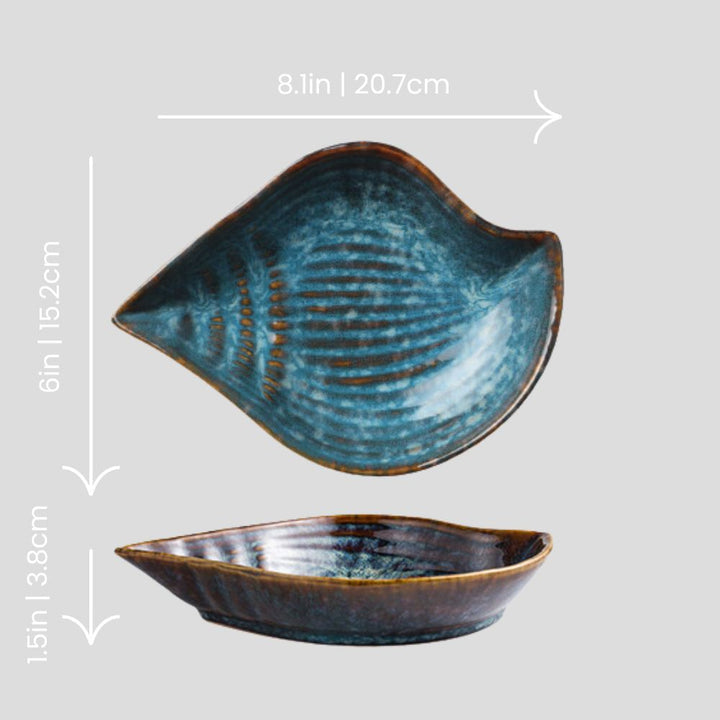 Handmade artistic "Navy Blue Conch" bowl
