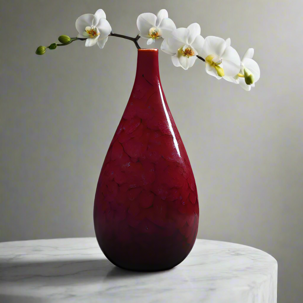 Small handmade kiln-fired "Ruby Blossom" vase