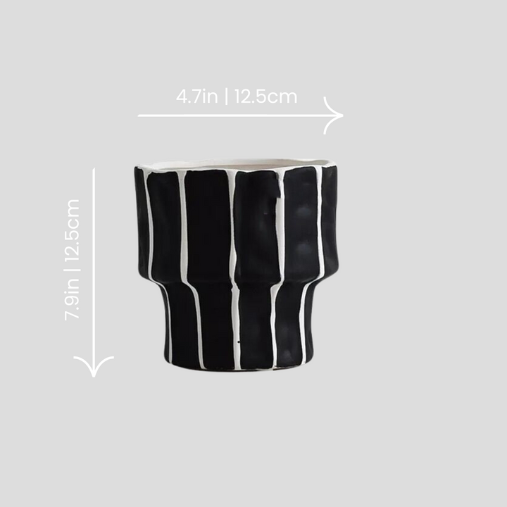 Handmade short nordic-inspired "Snowflake Monochrome" vase
