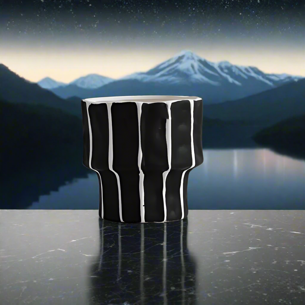 Handmade short nordic-inspired "Snowflake Monochrome" vase