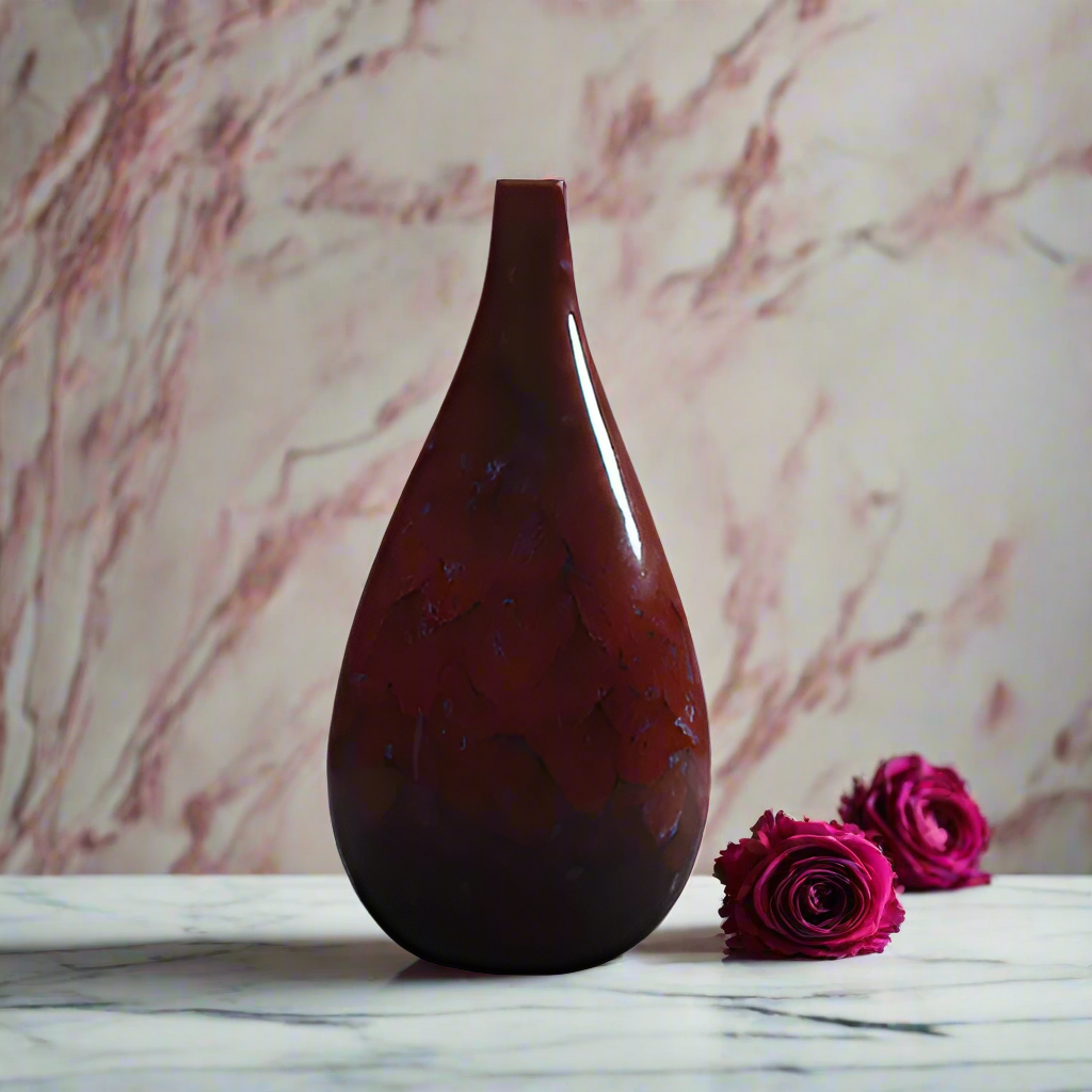 Small handmade kiln-fired "Amethyst Sunset" vase