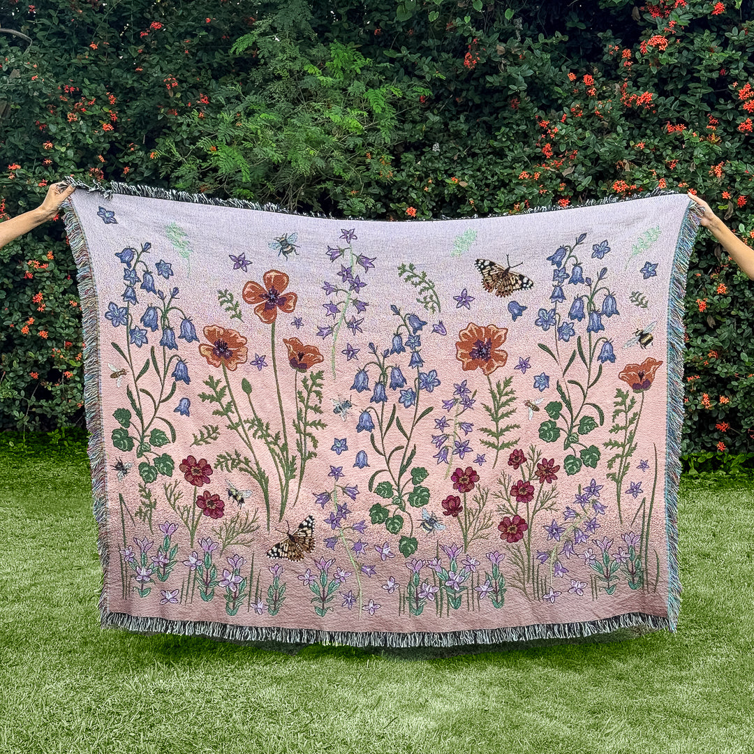 Meadows & Margins 'Sunset Pink' Woven Blanket