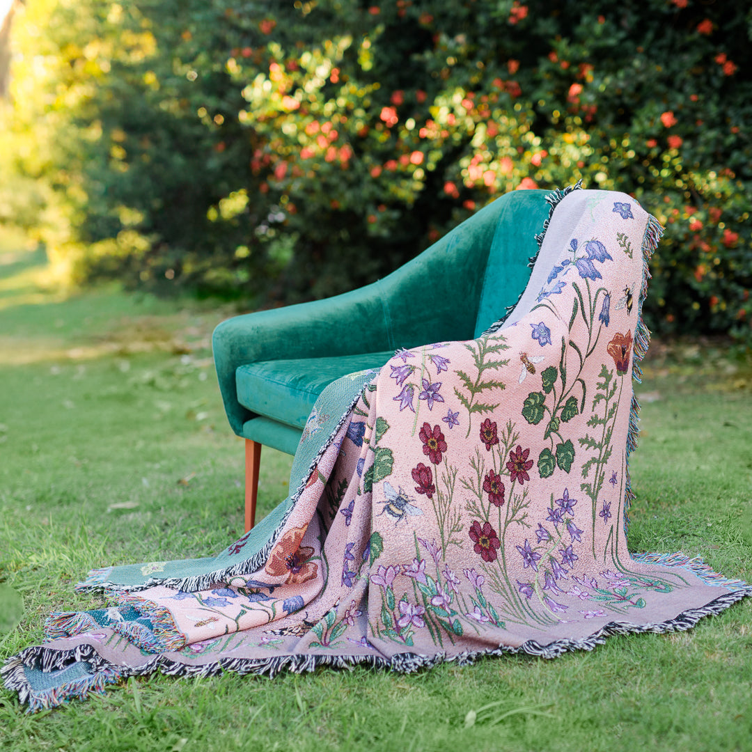 Meadows & Margins 'Sunset Pink' Woven Blanket