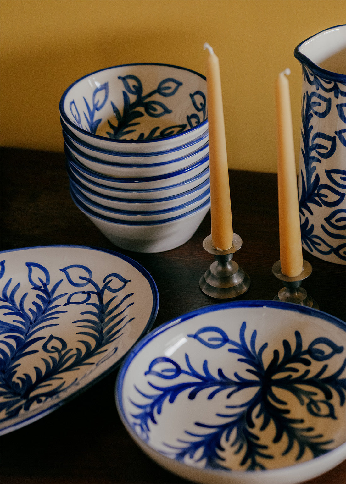 Blue Vina Ceramic Bowl, Hand-Painted