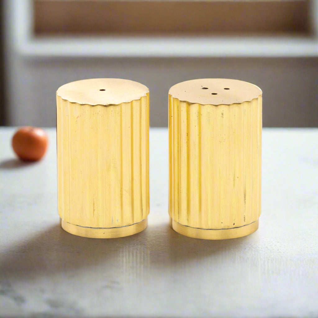 Brut Homeware Brass Salt  Pepper Shakers