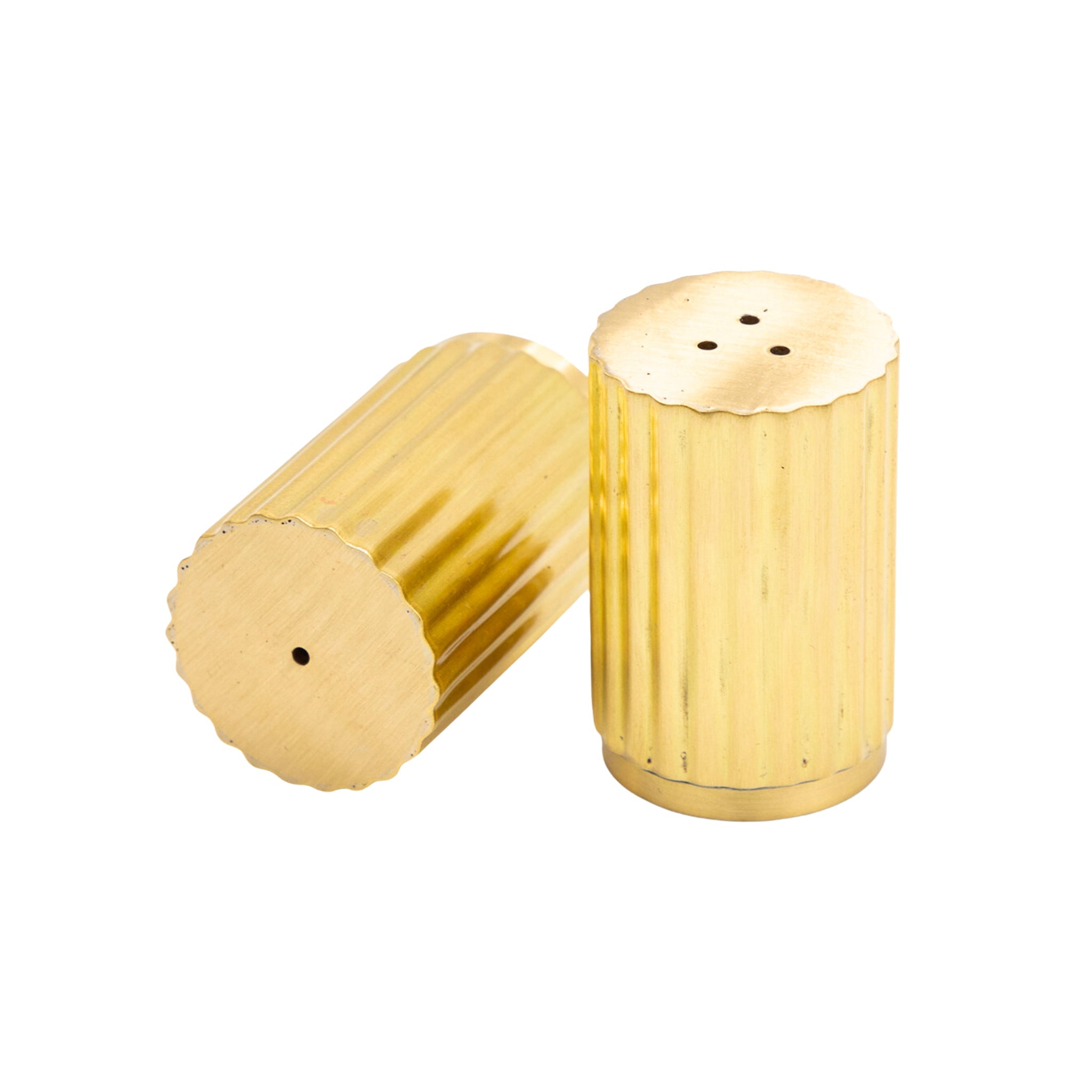 Brut Homeware Brass Salt  Pepper Shakers