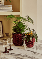Small Burgundy Basketweave Planter