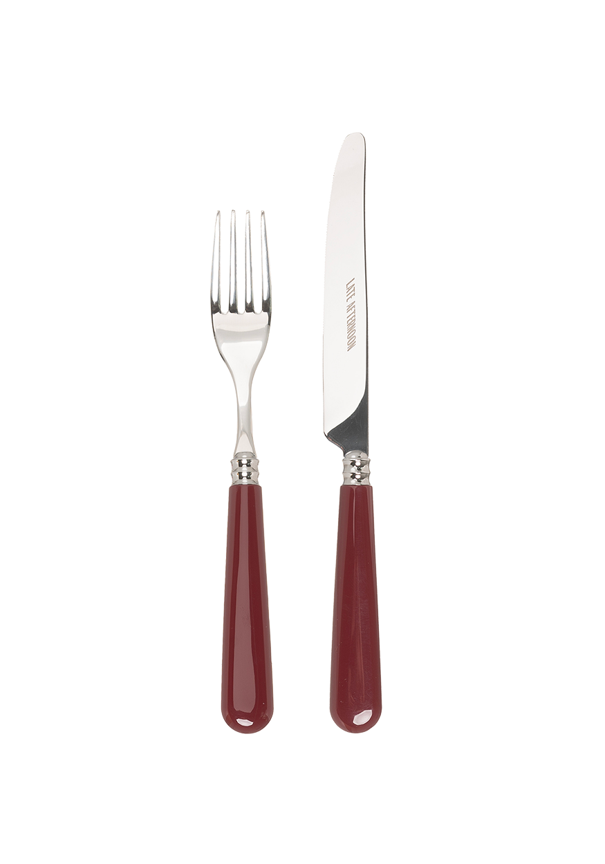 Burgundy Knife and Fork Set