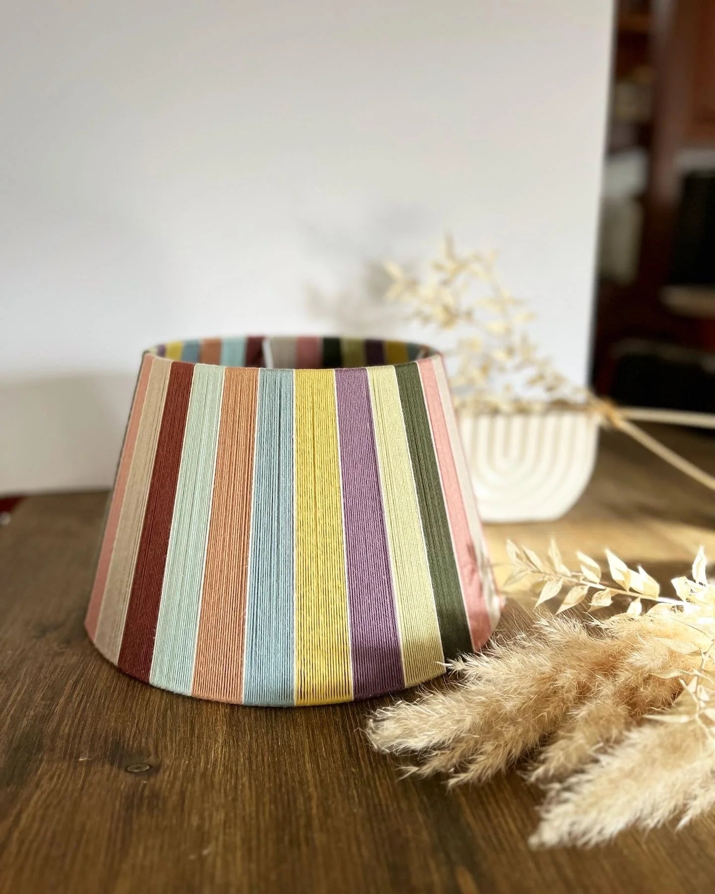 Rainbow Haze | Modern Rainbow Stripe Organic Lampshade