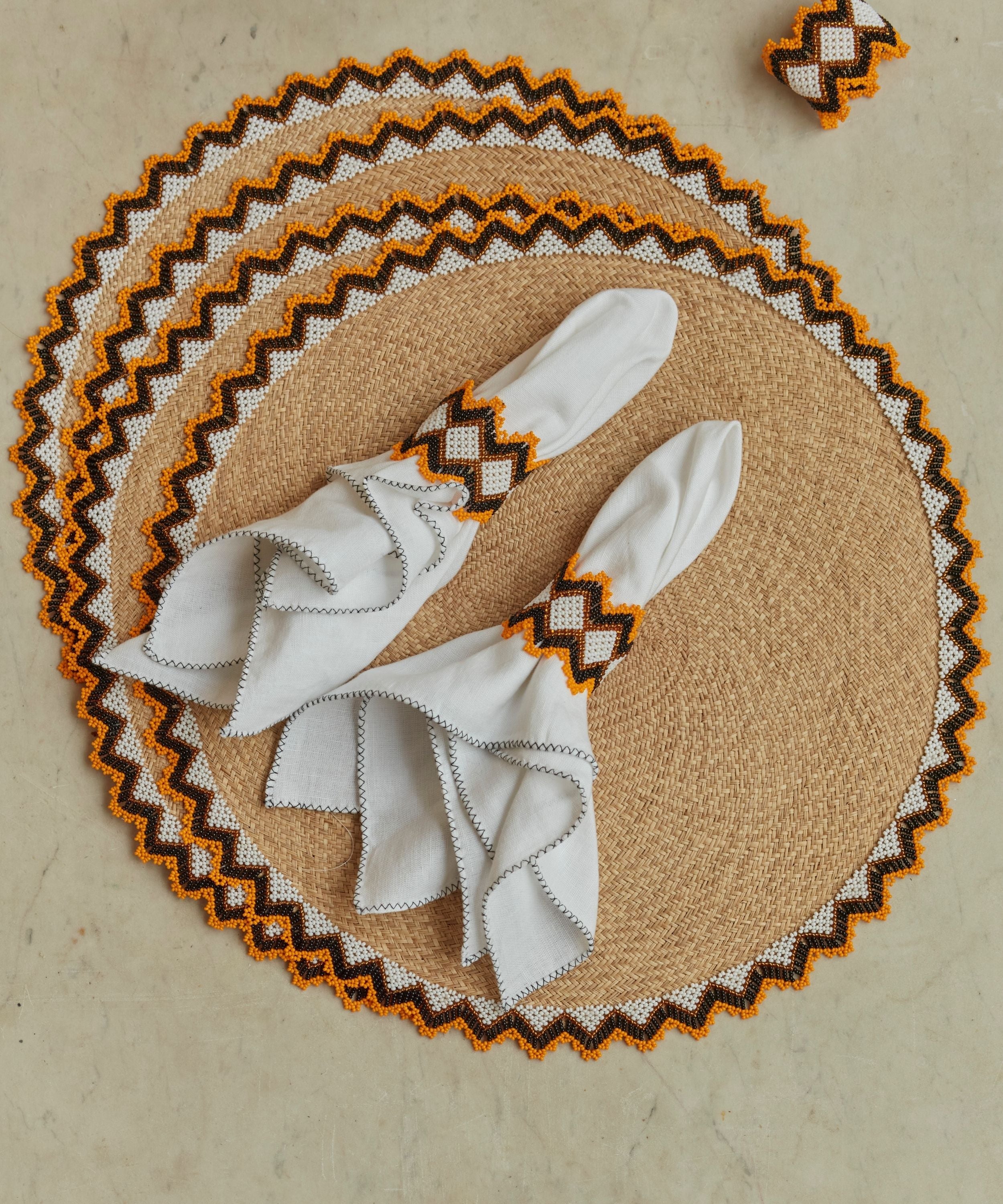 Alicia Placemat | Handwoven Panama Hat Straw, Burnt Yellow