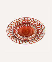 Helecho Serving Platter Set of 2 | Hand-Painted Ceramic, Rust Red