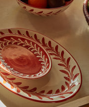 Helecho Serving Platter Set of 2 | Hand-Painted Ceramic, Rust Red