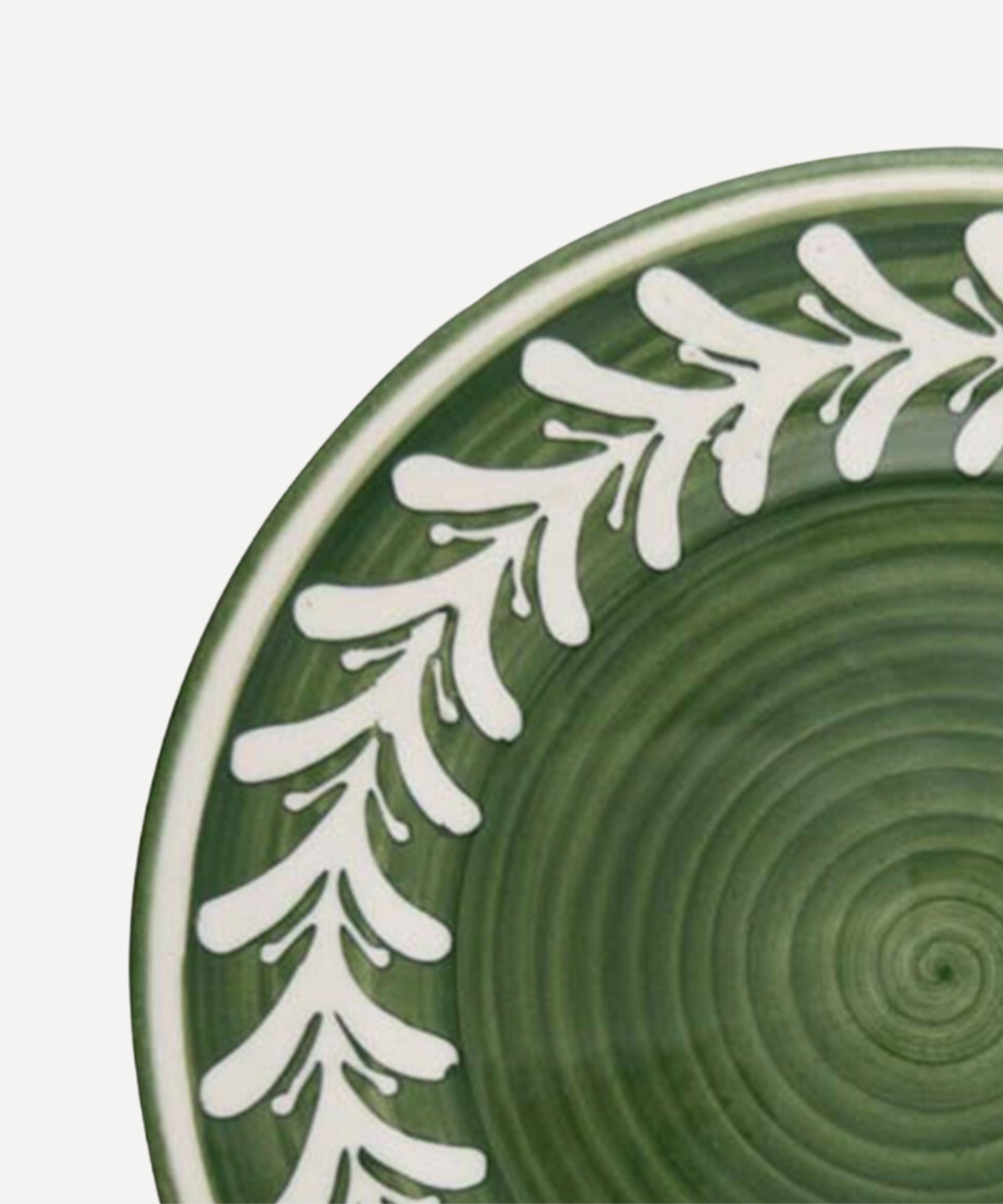 Dark Helecho Dinner Plate | Hand-Painted Ceramic, Fern Green