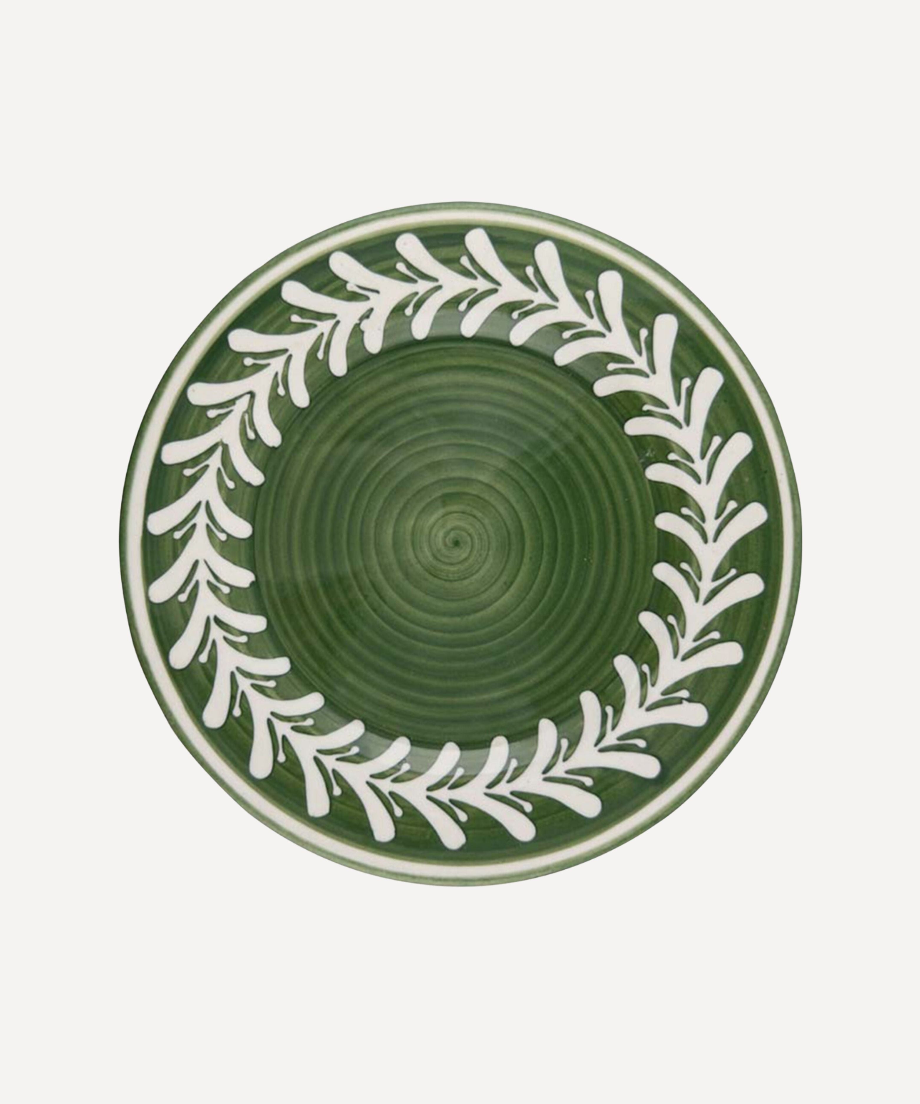 Dark Helecho Dinner Plate | Hand-Painted Ceramic, Fern Green