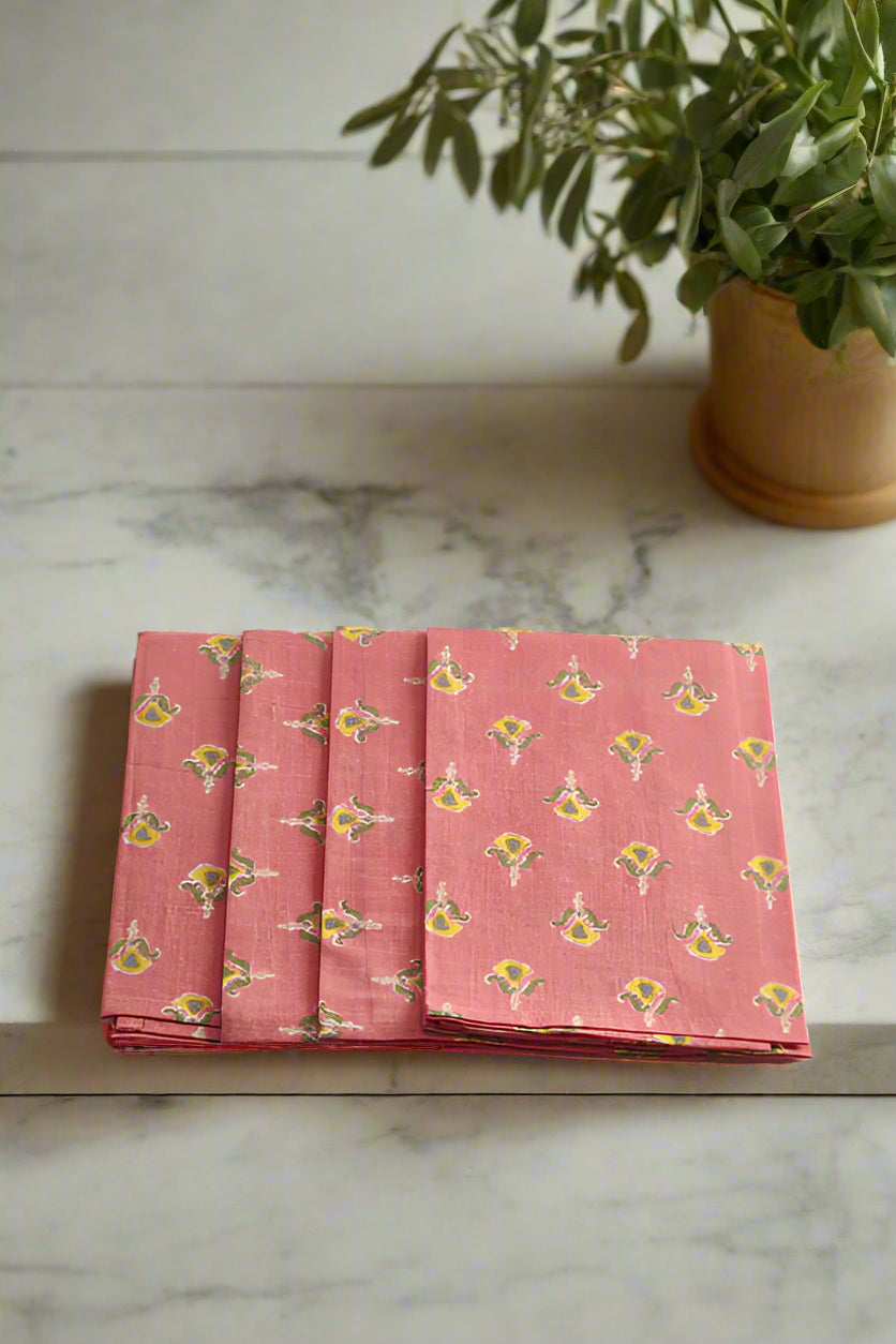 Coral Blurred Floral Napkins