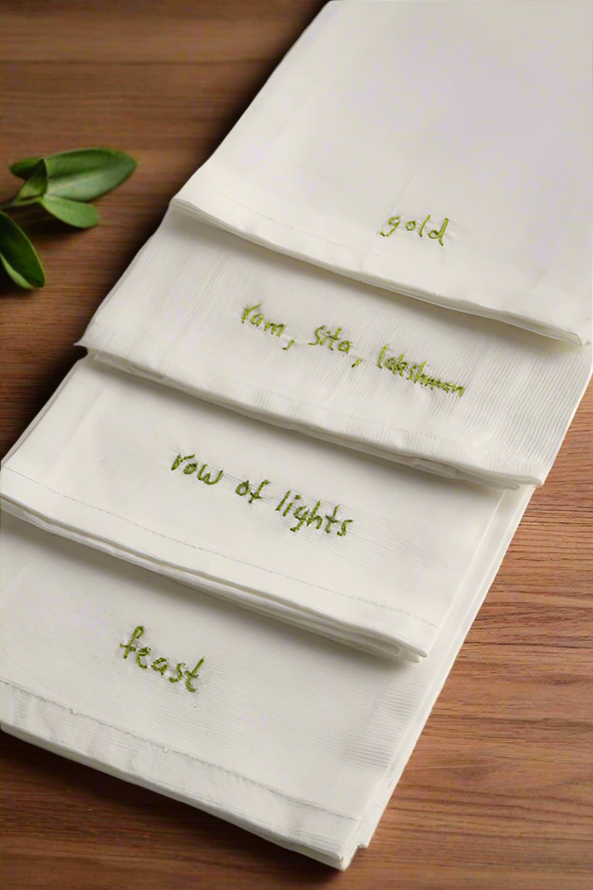Hand Embroidered Diwali Napkins (Design 1)