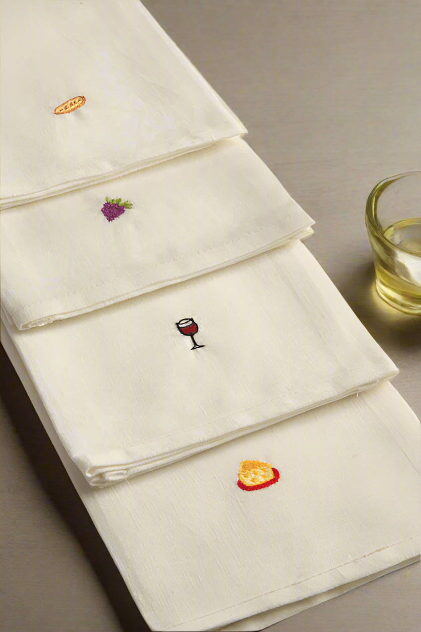 Hand Embroidered Charcuterie Napkins