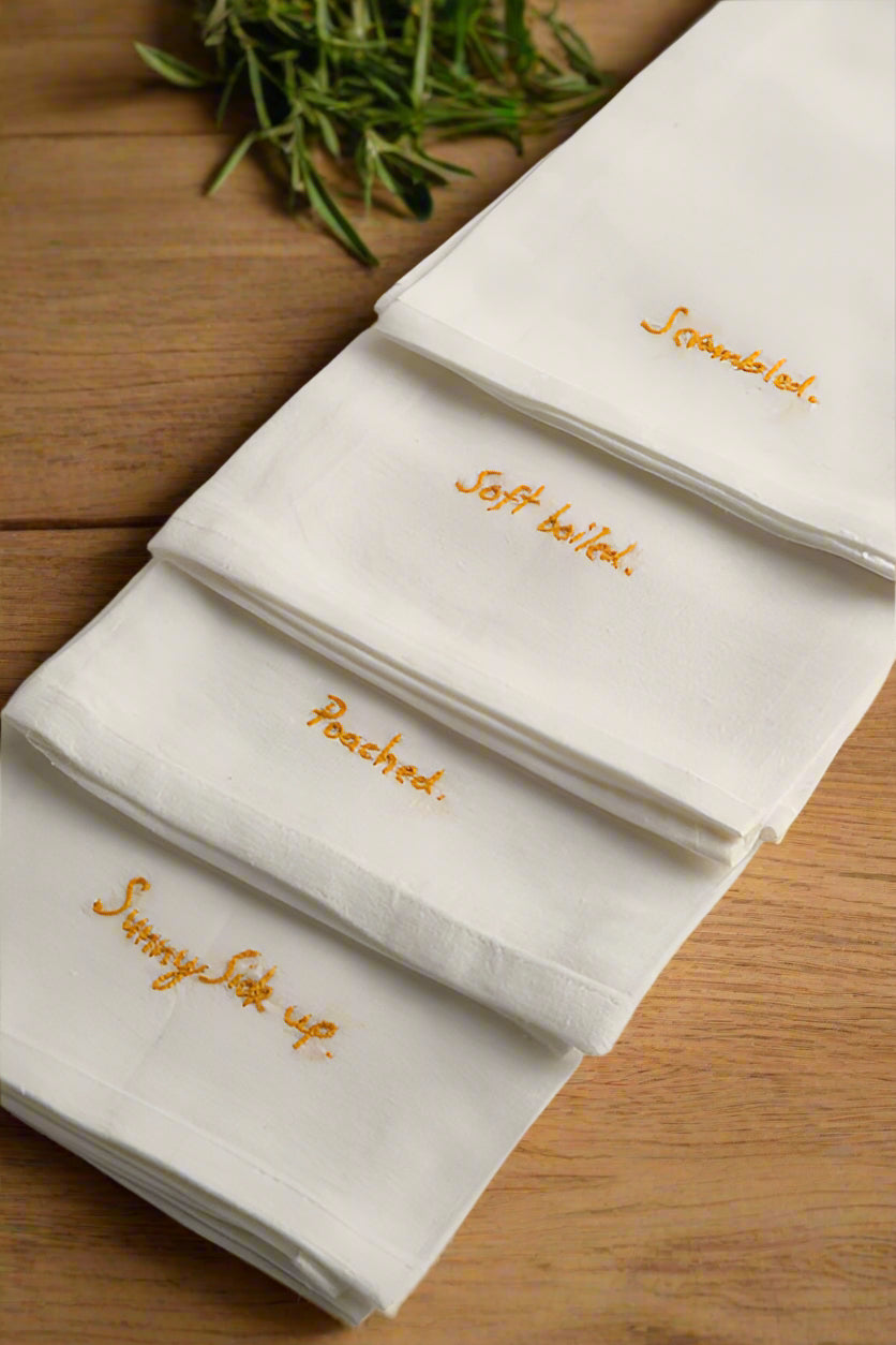 Hand Embroidered Egg Style Napkins