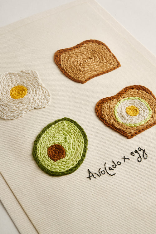 A4 Hand Embroidered Avocado x Egg Card