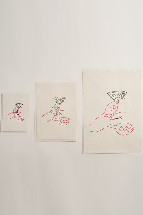 Hand Embroidered La Lob Card