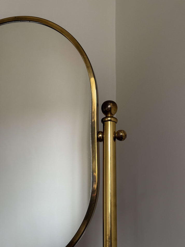 Mid-century brass table-top pill mirror