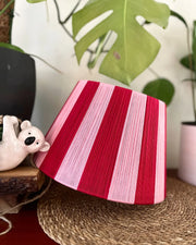 Cherry Kiss | Cherry Red and Dusty Pink Stripe String Lampshade