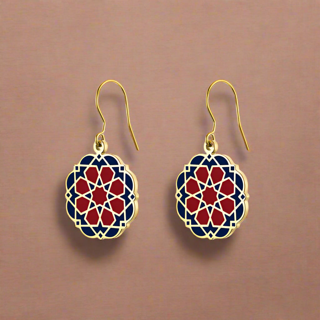 Islamic Art Inspired Enamel Earrings Nazarí