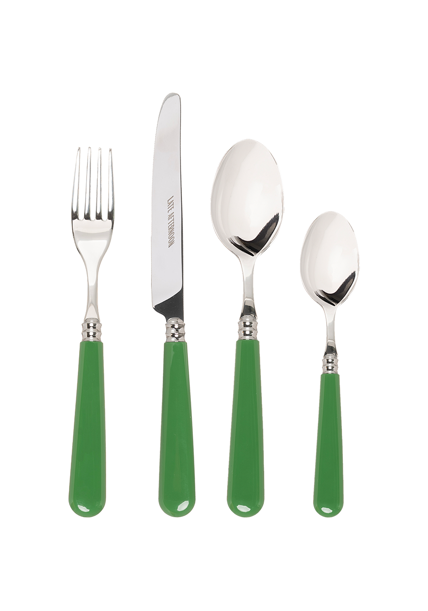 16-Piece Green Cutlery Set