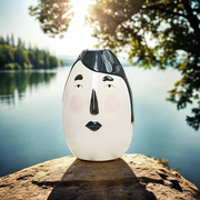 Modern artistic face motif vase - black hair