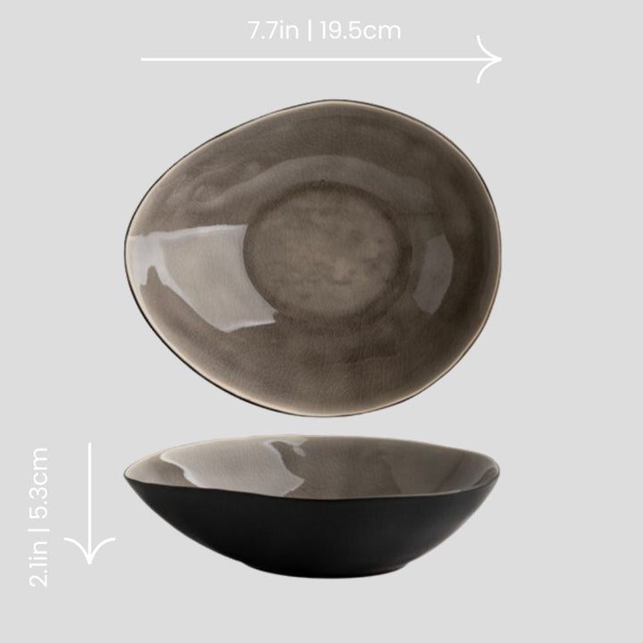 Handmade bowl with irregular shape - dark gray